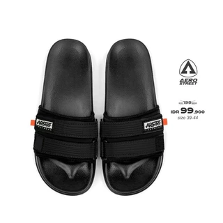 Aerostreet 39-44 Romeo Hitam Hitam - Sandal Selop Slip On B1AAA