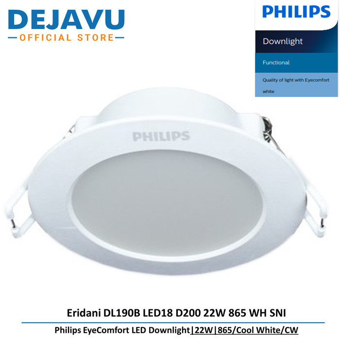 Jual Lampu Downlight LED Philips Eridani DL190B LED18 D200 22W 865 WH ...