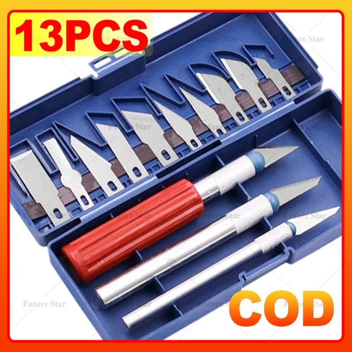 Jual 13 in 1 Pisau Ukir Seni Hobby Cutter Metal Handle Exacto Knife ...