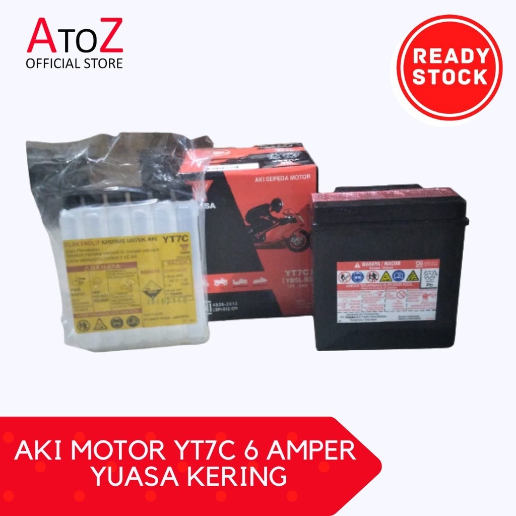 Jual AKI MOTOR YT7C 6 AMPER YUASA KERING | Shopee Indonesia