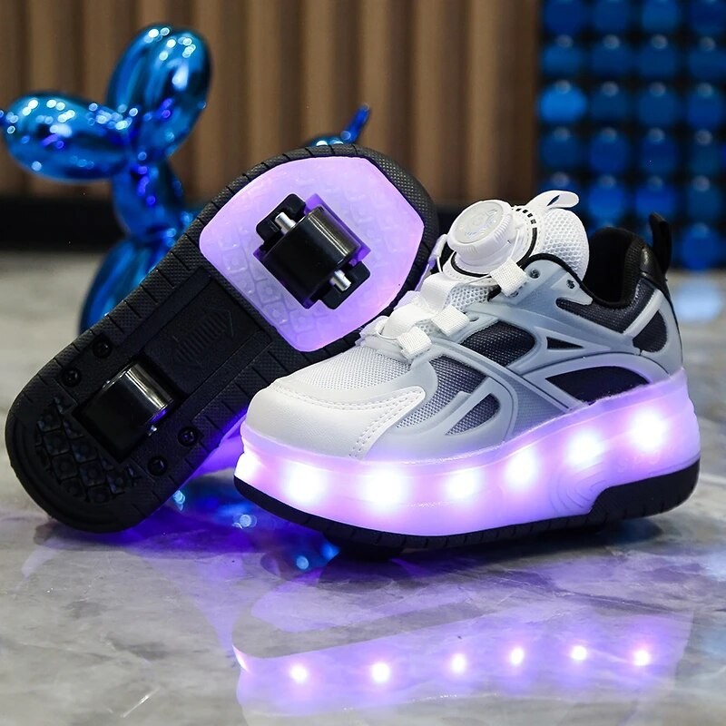 Jual USB Recharge LED Light Sneakers Roller Skates Shoe For Kids