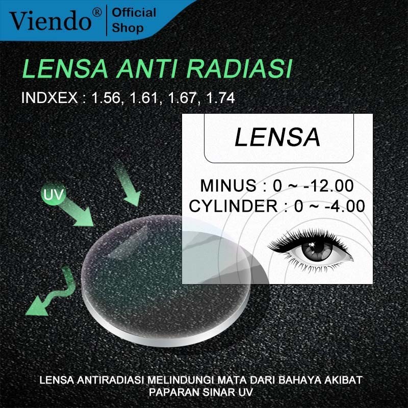 Jual Viendo-Lensa Anti Radiasi Minus/Cylinder SPH/CYL Index 1.56/1.61/1 ...