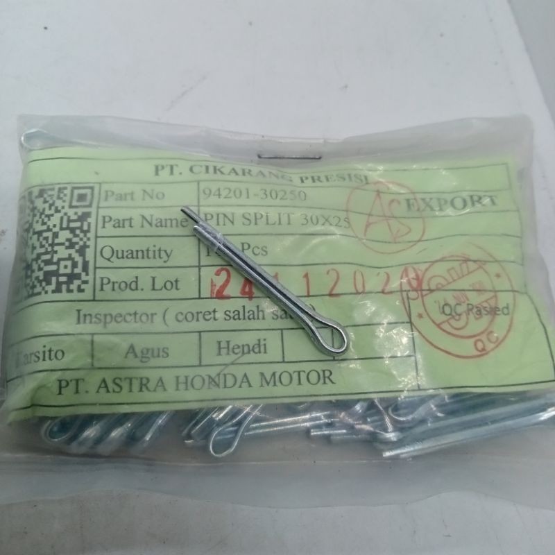 Jual 100pcs PIN SPLIT 30x25 1,6 PAR NO 94201-30250 dan 94201-16180 SPIT ...