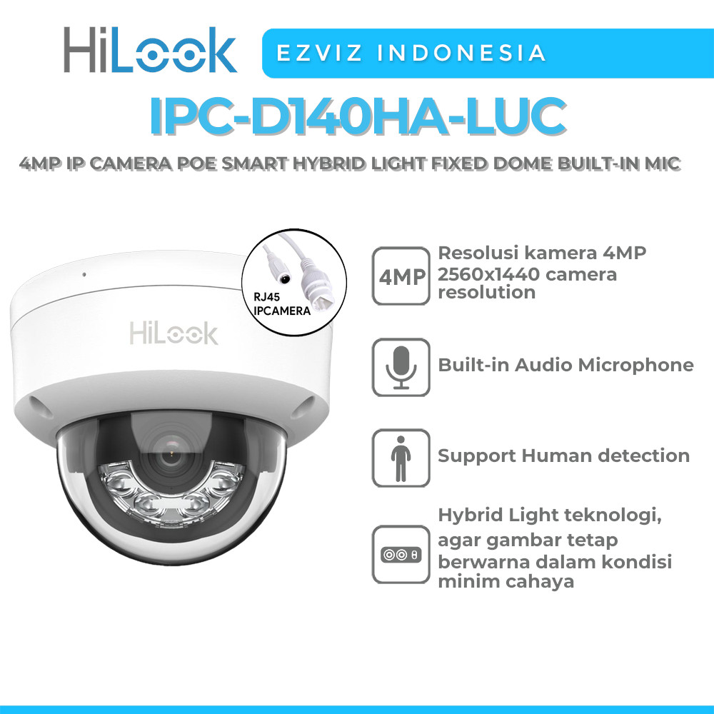 Jual HILOOK IPC-D140HA-LUC 4MP IP CAMERA POE SMART HYBRID LIGHT FIXED ...