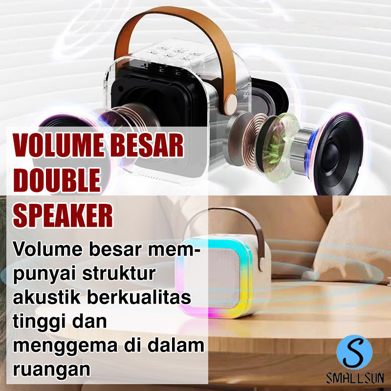 Jual (SS) Speaker Bluetooth Karaoke 2 Mic 1 Set Mini Speaker Portable ...