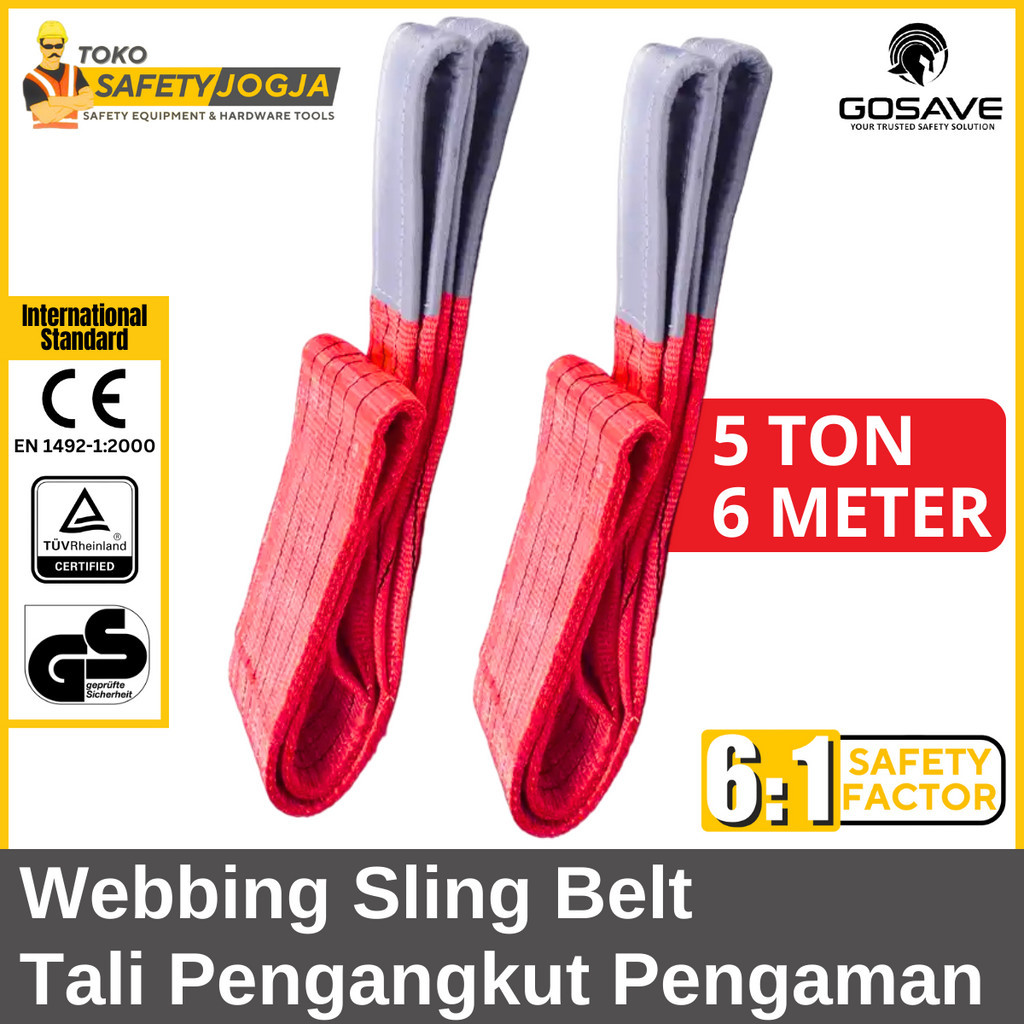 Jual WEBBING SLING POLYESTER TALI PENGANGKAT PENARIK PENGIKAT 5TON X 6M ...