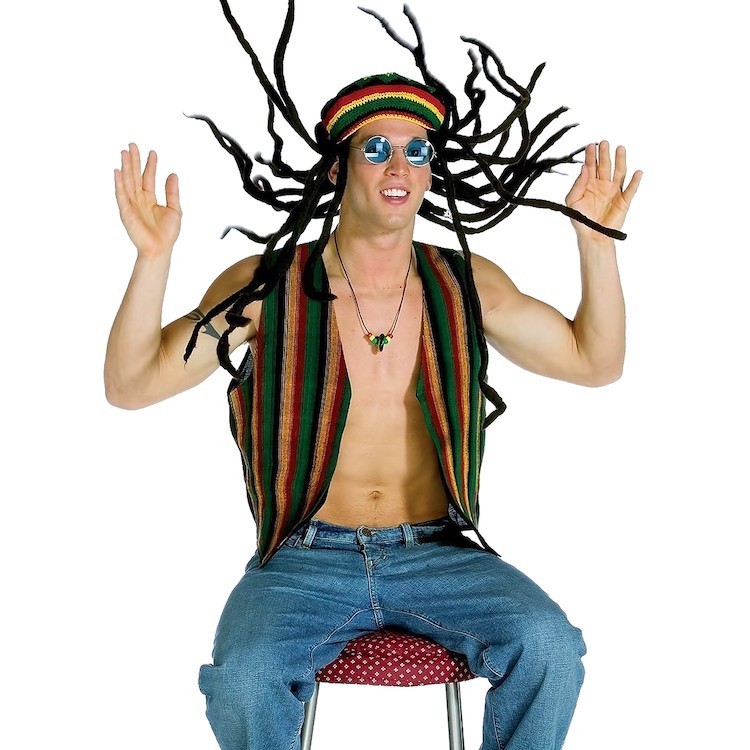 Jual Topi Rasta Jamaika dengan Rambut Palsu Gimbal Sintetis Wig Rambut ...