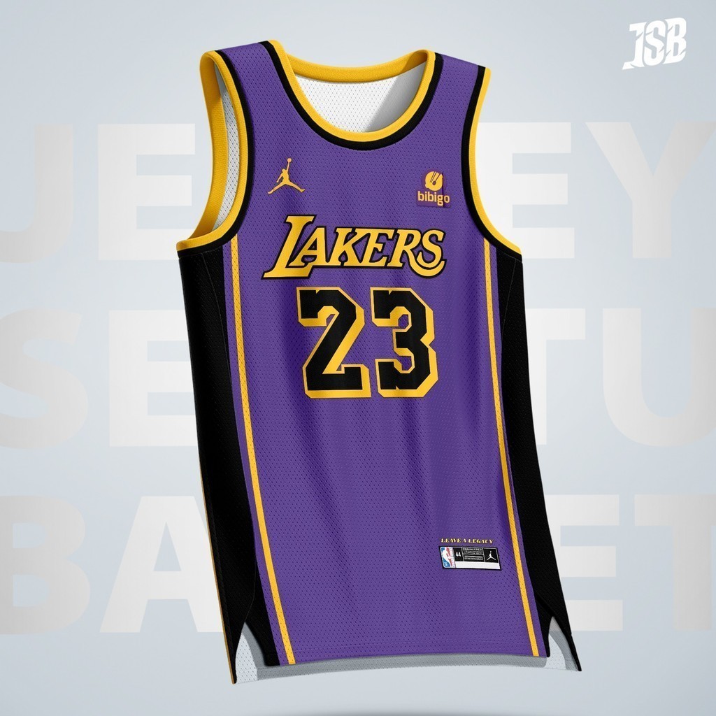Jual Jersey Basket Lebron James LA Lakers 23 UNGU HITAM PURPLE BLACK