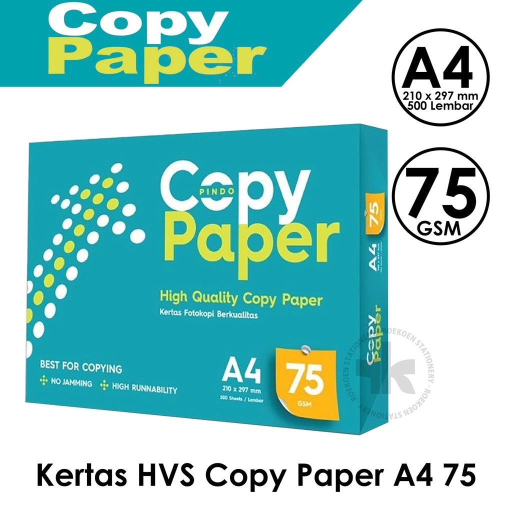 Jual Copy Paper Kertas Fotocopy HVS A4 75gsm (500 lembar) | Shopee ...