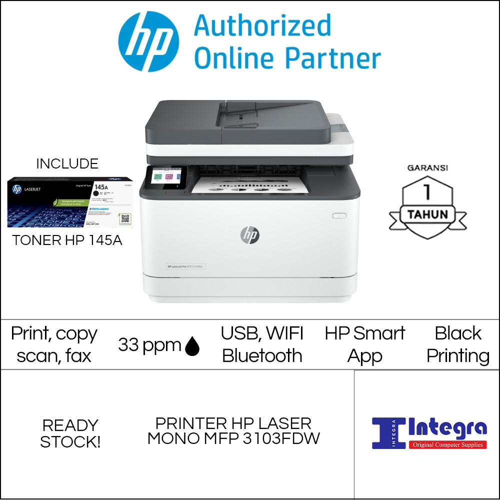 Jual Printer Hp Laserjet Pro Mfp 3103fdw 3103 Fdw Mono Duplex Wifi