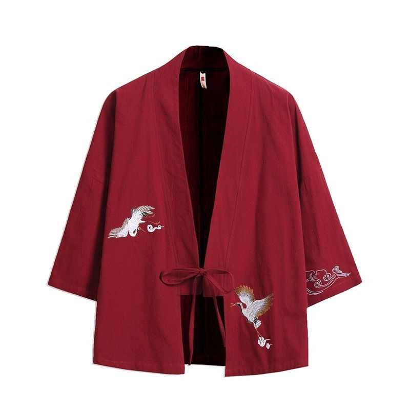 Kimono Giapponese Uomo Estate - Cardigan Leggero In Cotone E Poliestere, Taglio Largo, Manica Corta - Abbigliamento Spiaggia E Tempo Libero - 5