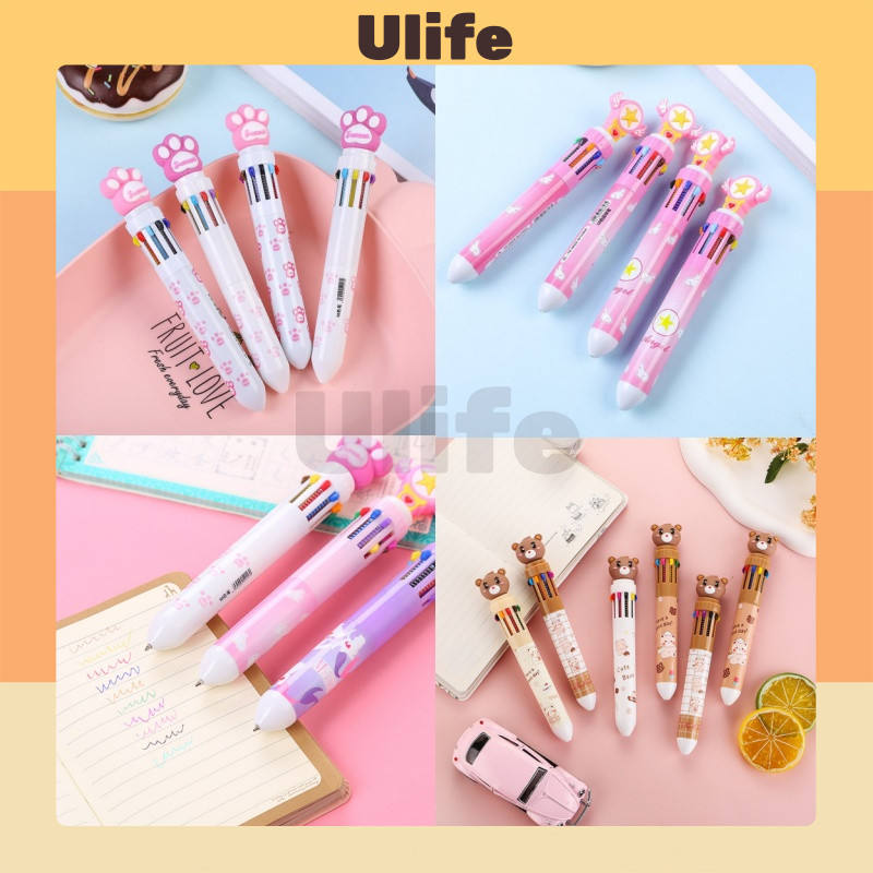 Jual Pulpen Anak Anak / Pulpen / Bulpen 10 Warna Bermotif Lucu / Pulpen
