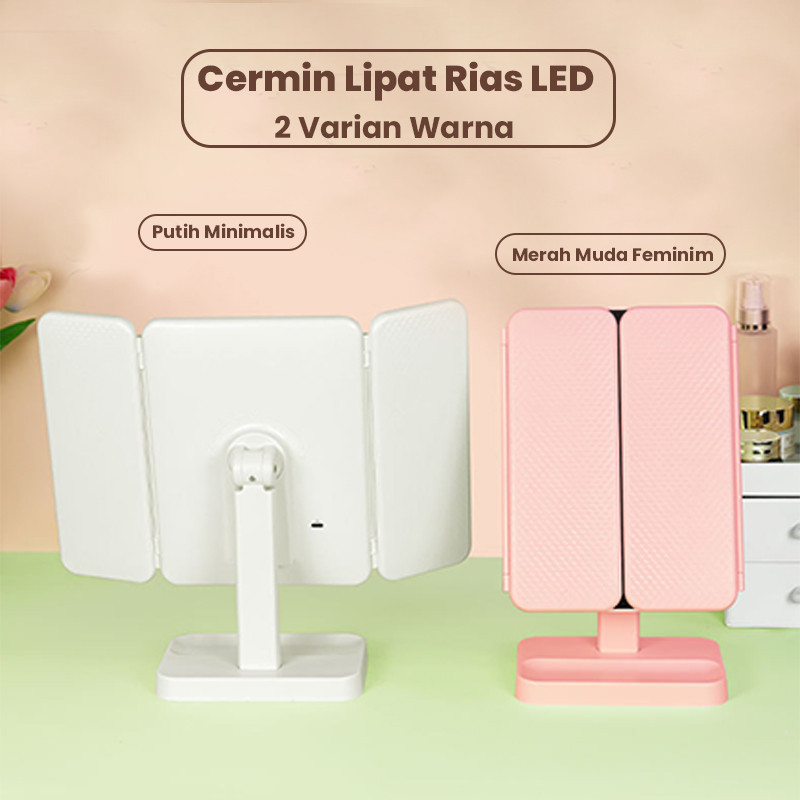 Jual 3 Warna LED Rechargeable Cermin Rias Bercahaya Cermin Rias Led ...