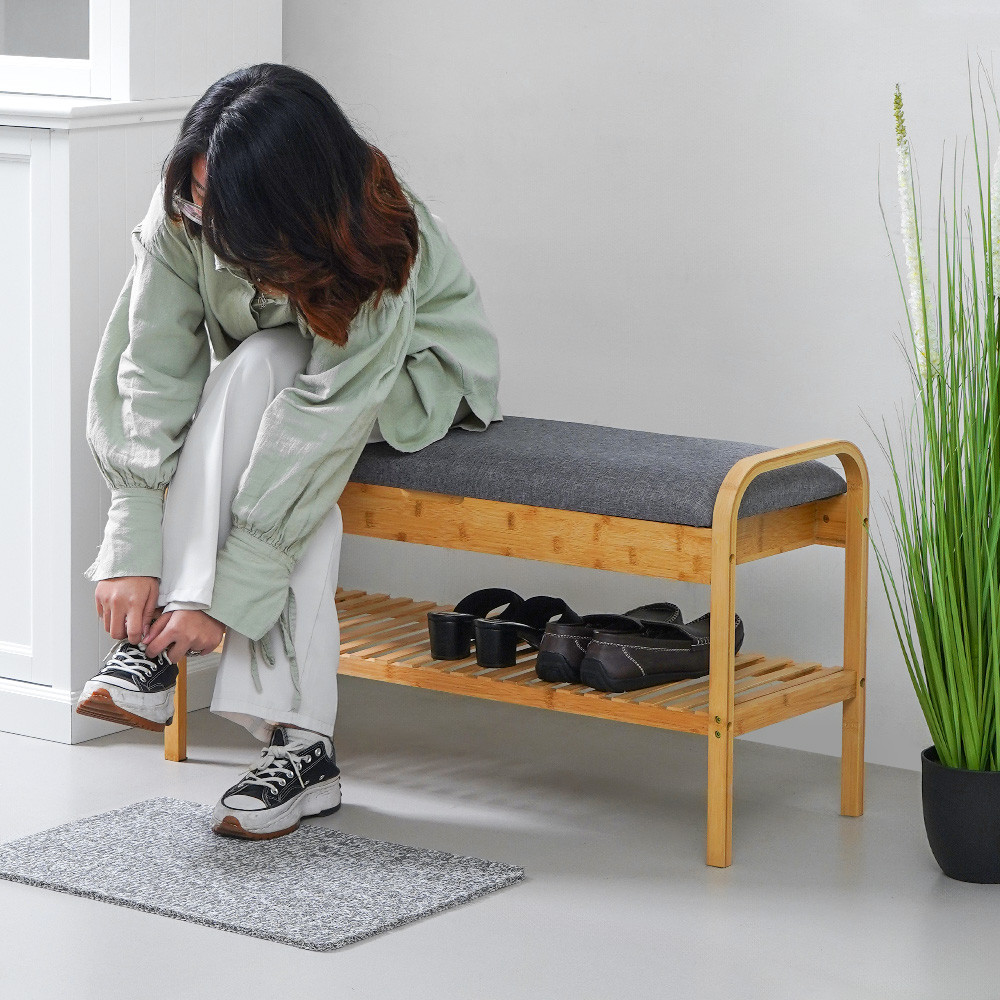 Jual Informa 90X33X50 cm Levy Rak Sepatu Bench - Cokelat Shoe Rack ...