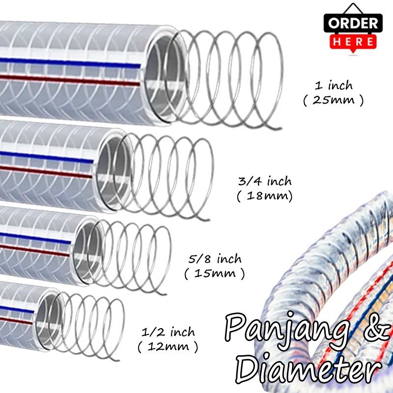 Jual SSBO Selang Bening Kawat 1 Inch Permeter Spring Hose Pvc Steel ...