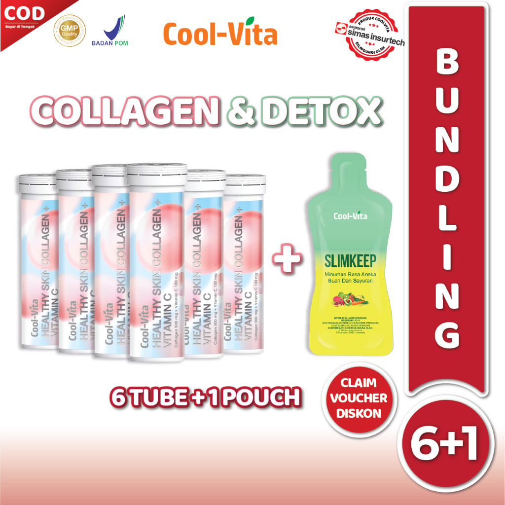Jual [6 Botol + 1 Pouch] Coolvita Paket Cerah Bersinar 30 Hari Collagen ...