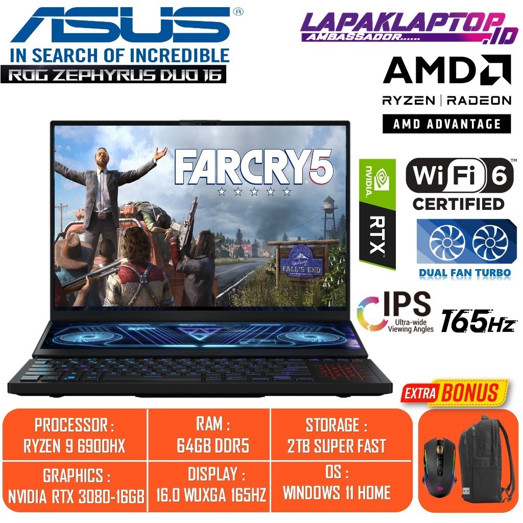 Jual LAPTOP GAMING TERBARU ASUS ROG DUO GX650RX AMD RYZEN 9 6900HX RAM ...