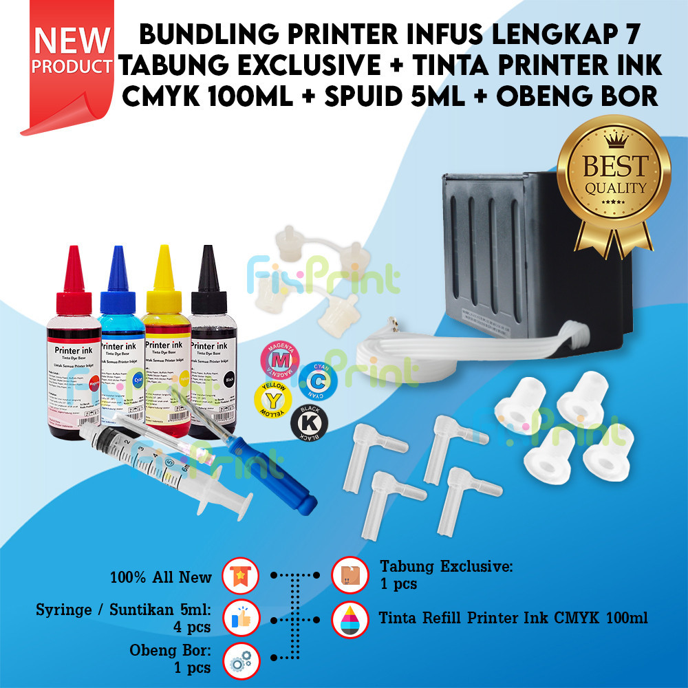 Jual Paket Ciss Lengkap Tabung Infus Modifikasi Hitam Premium Printer Epson Canon Hp Shopee 5978