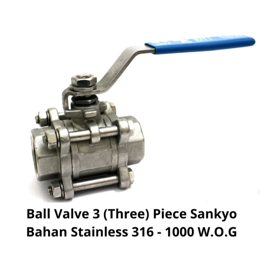 Jual Ball Valve 3 (Three) Piece 1/2" Inch Stainless 316 Sankyo | Shopee ...