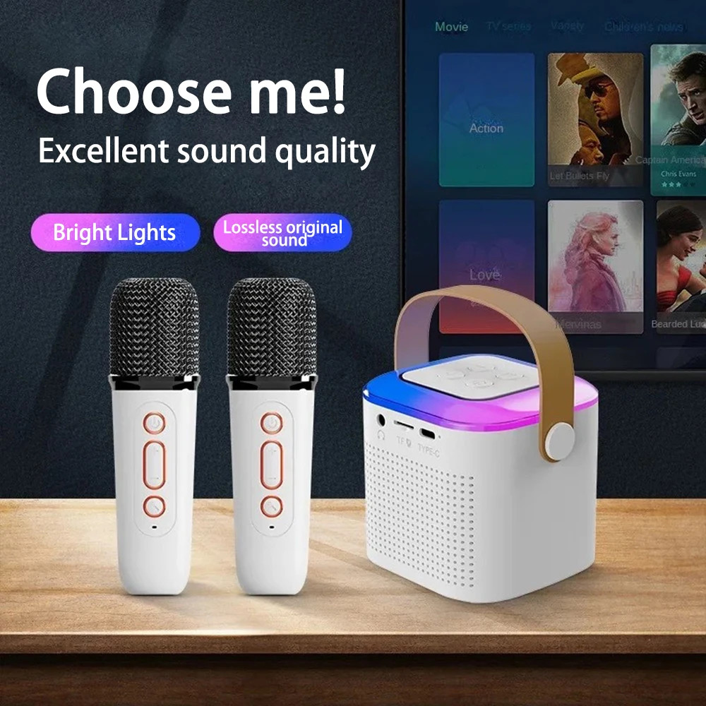 Jual Speaker Portable Bluetooth Karaoke 2 Microphone Set RGB Wireless ...