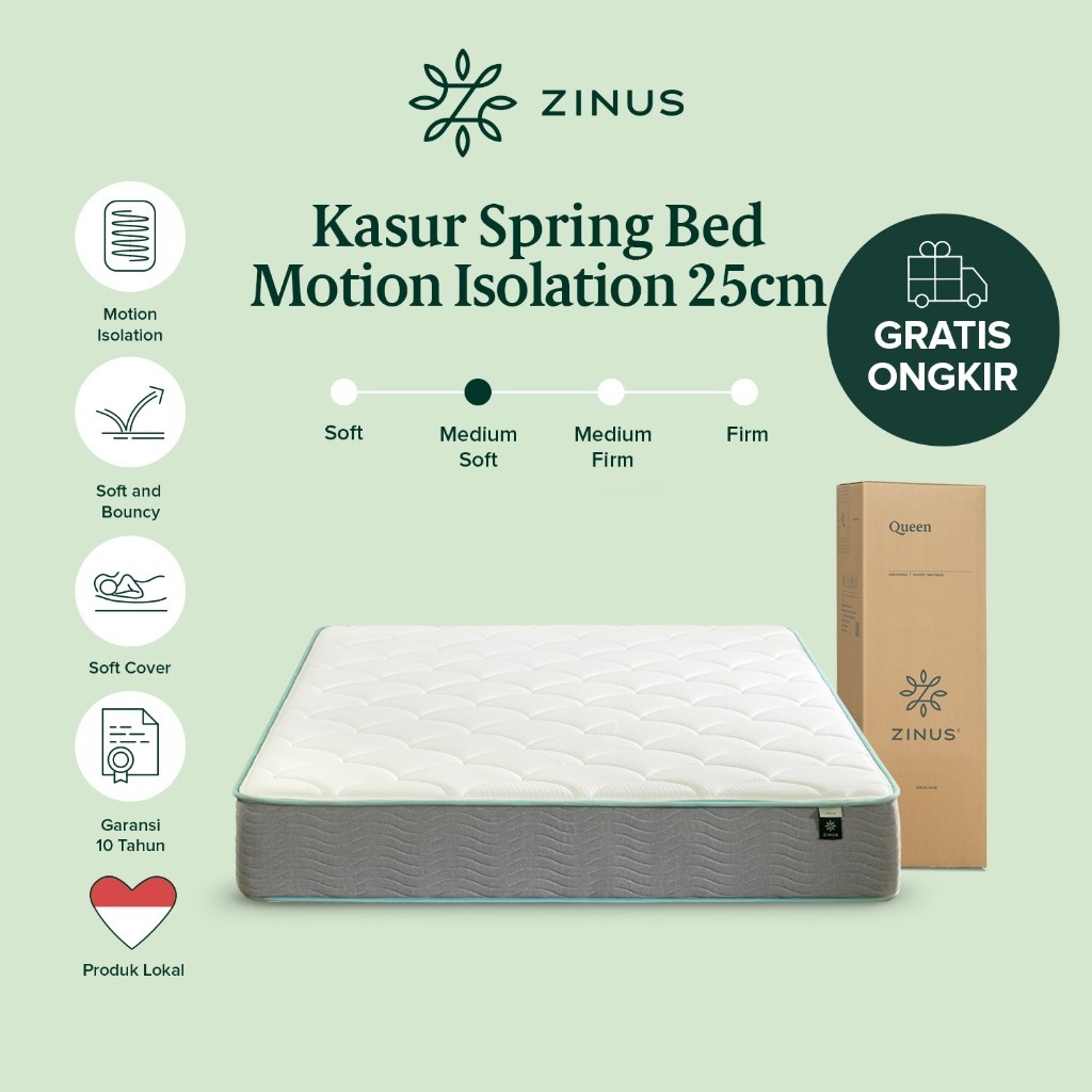 Jual Kasur Spring Bed Zinus Motion Isolation Mattress in a Box Tebal ...