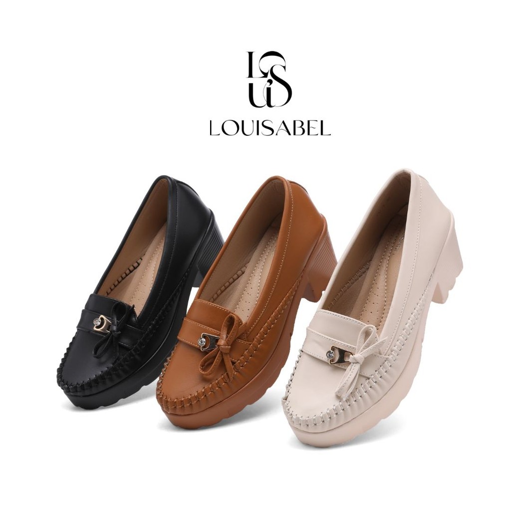 LOUISABEL Vivara Diamond Ribbon Chunky Wedges Sepatu Kerja Wanita LSB-PU-1