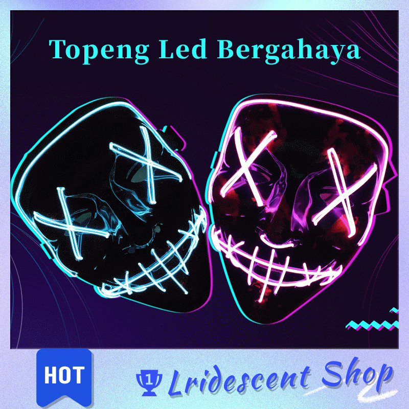 Jual Topeng LED Skull Mask/Topeng hacker halloween tengkorak nyala ...