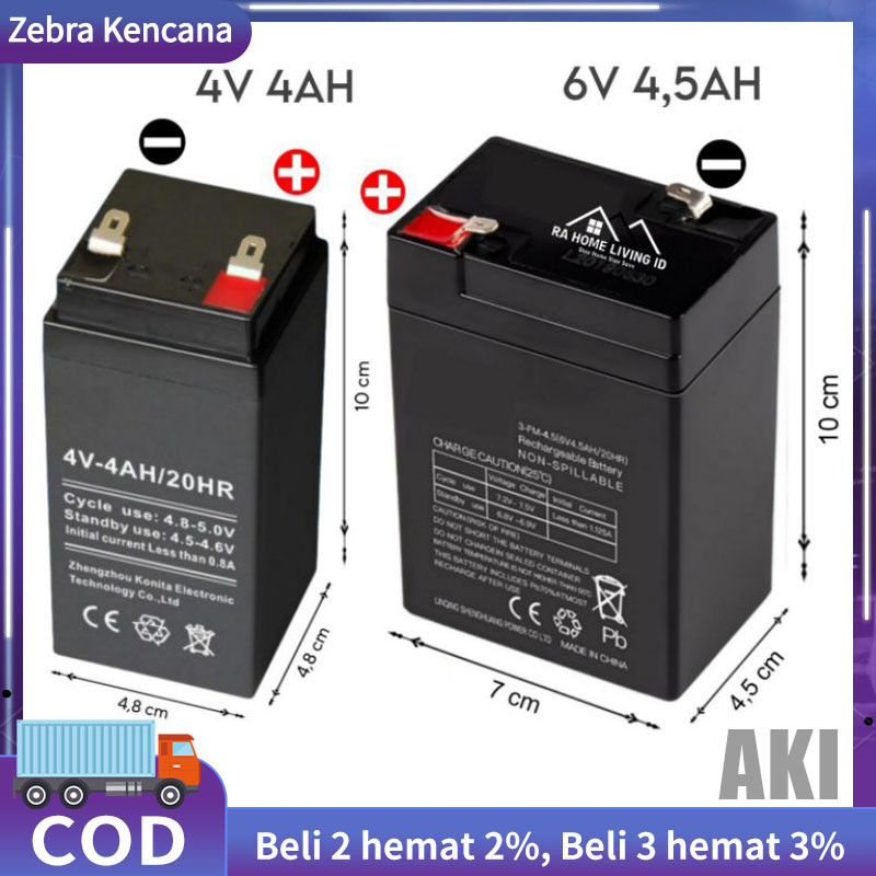 Jual BATERAI AKI 4V 4AH / 6V4.5AH Baterai Timbangan Digital msa hitam