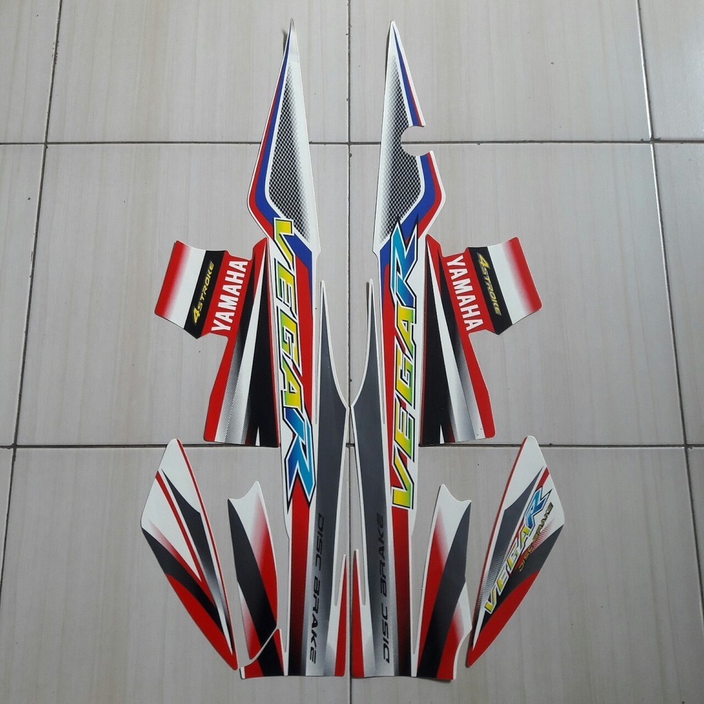 Jual sticker striping motor Vega R 2004 Putih Merah | Shopee Indonesia