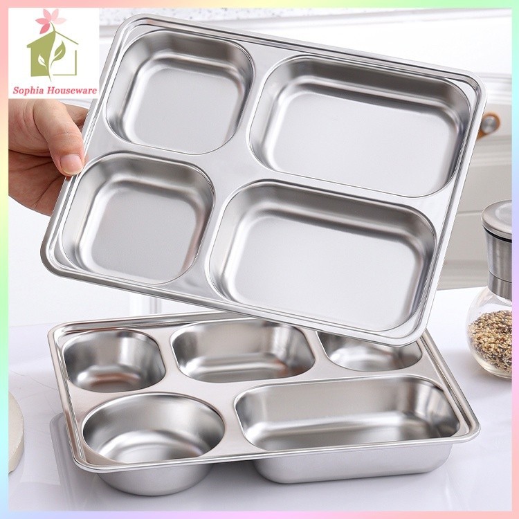 Jual Piring Makan Catering 3/4/5 Sekat Stainless Steel Tempat Makan ...