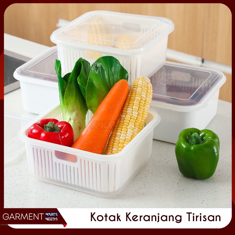 Jual Wadah Buah Sayur Saringan Serbaguna Kotak Penyimpanan Kulkas Storage Box Multifungsi 0855