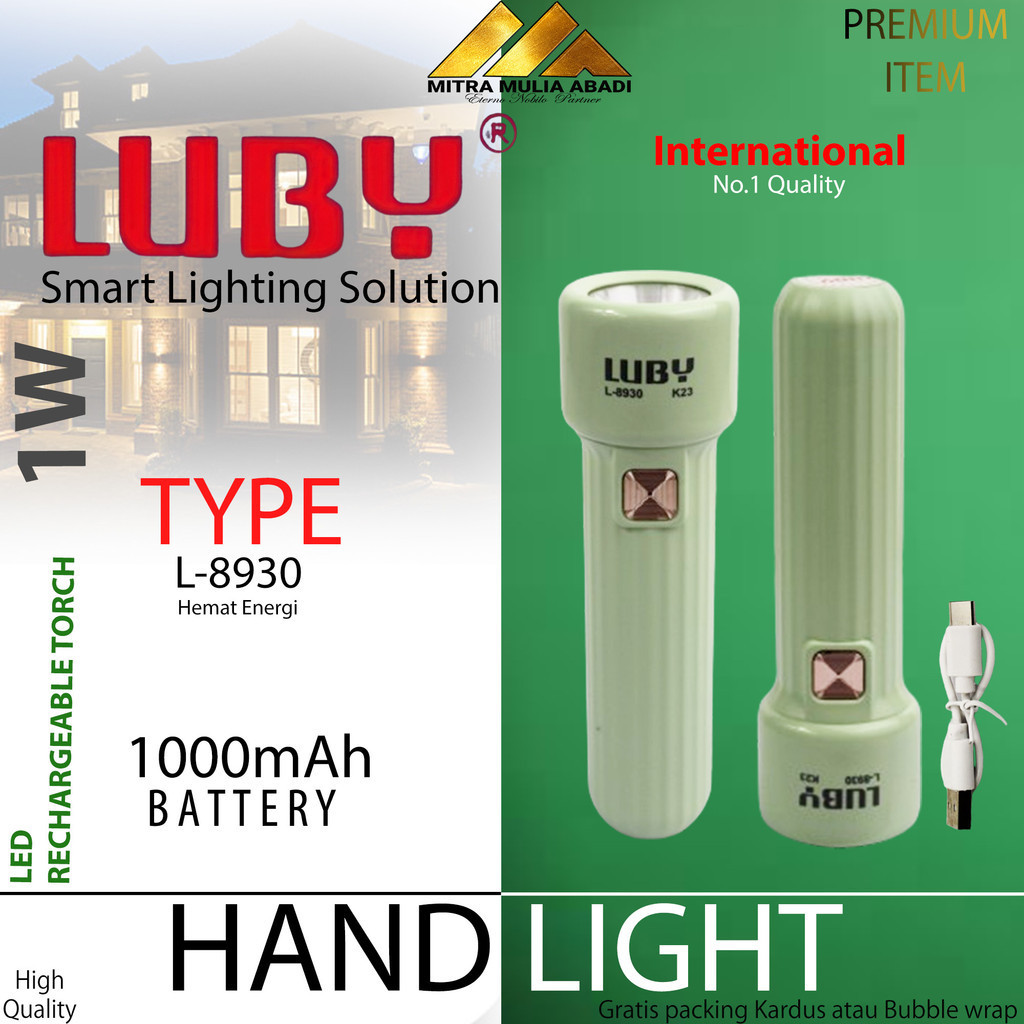 Jual Senter LED 1 Watt LUBY Senter Cas L-8930 / Senter Camp / Senter ...