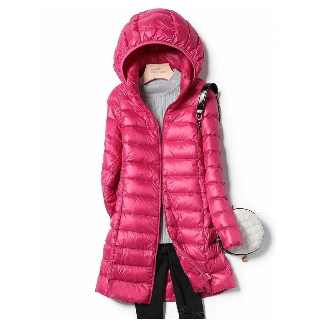 Colors Plus Size 5xl 6XL 7XL Womens Down Jackets Long Ultra Light Thin  Casual Coat Puffer Jacket Slim Remove Hooded Parka