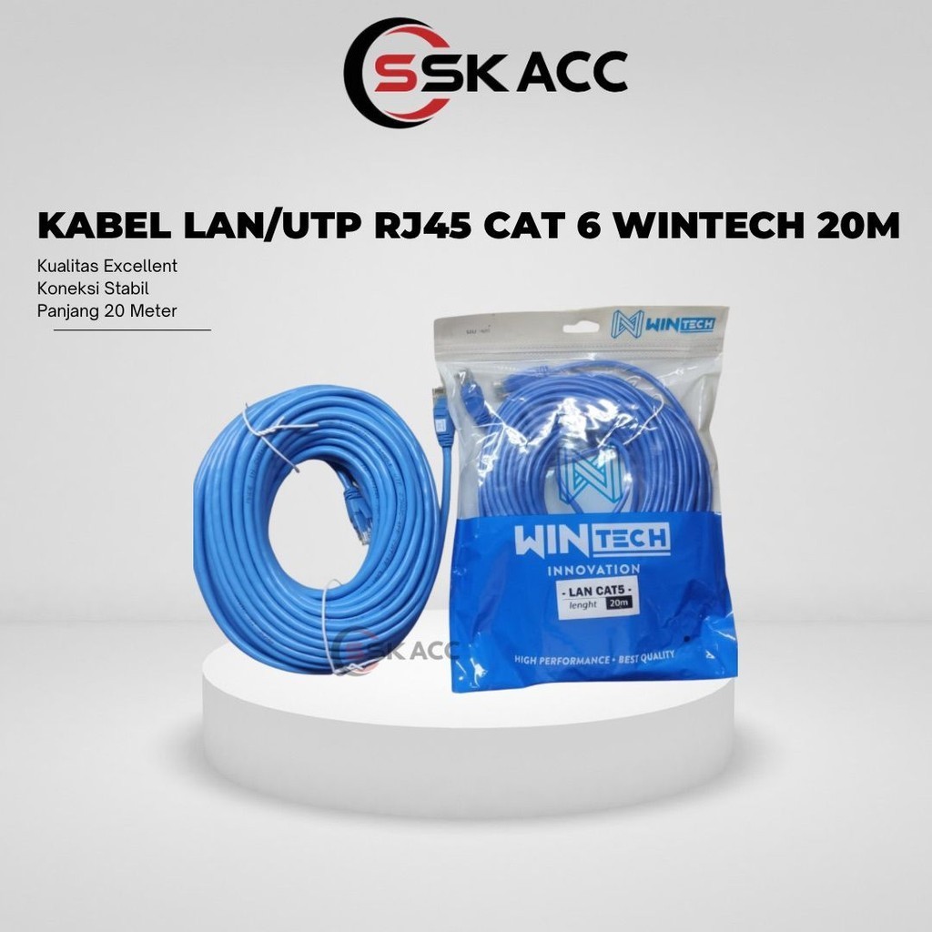 Jual KABEL LAN 20 METER CAT 6 UTP RJ45 WINTECH | Shopee Indonesia