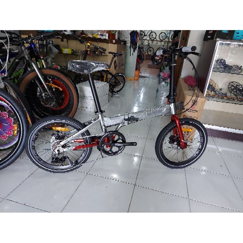Jual Sepeda lipat 20 inch Police Texas Bike To Work Silver red | Shopee ...
