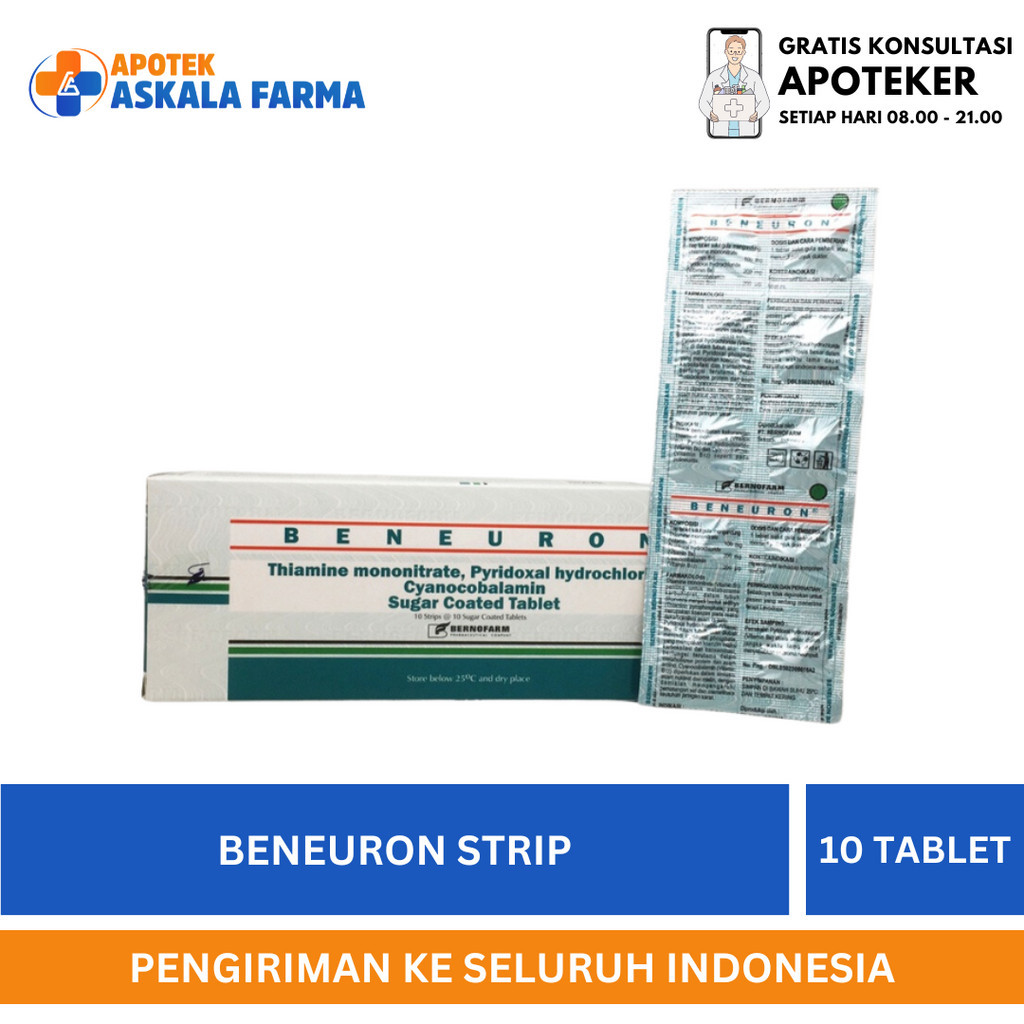 Jual Beneuron Vitamin B1, B6, B12 Isi 10 Tablet Harga Perstrip | Shopee ...