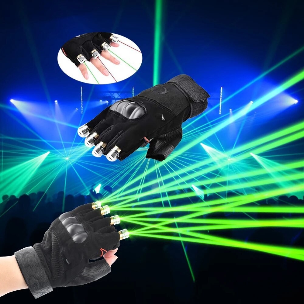 Jual Green Laser Gloves Laser Beam Flash Finger 4 Heads Emitting ...