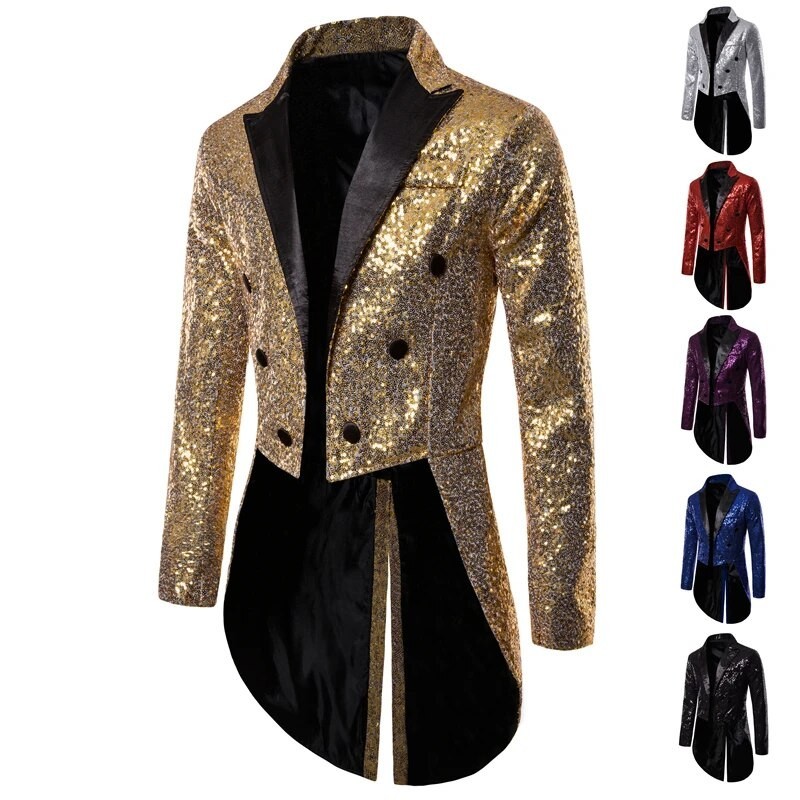 Gilding Print Men's Costume Men's Stage Show  Blazer Party