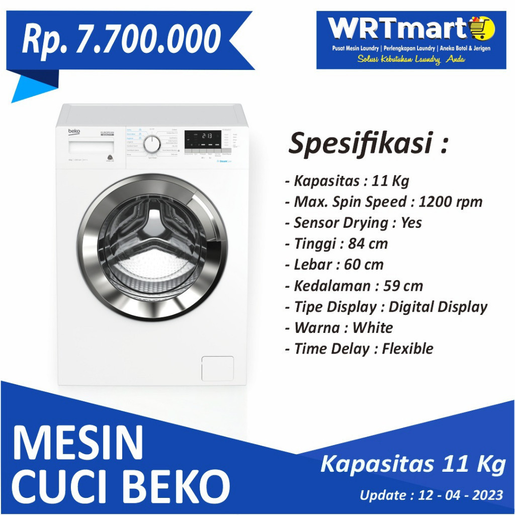 Jual Mesin Cuci Beko Front Loading 11 KG / Mesin Cuci Laundry / Mesin ...