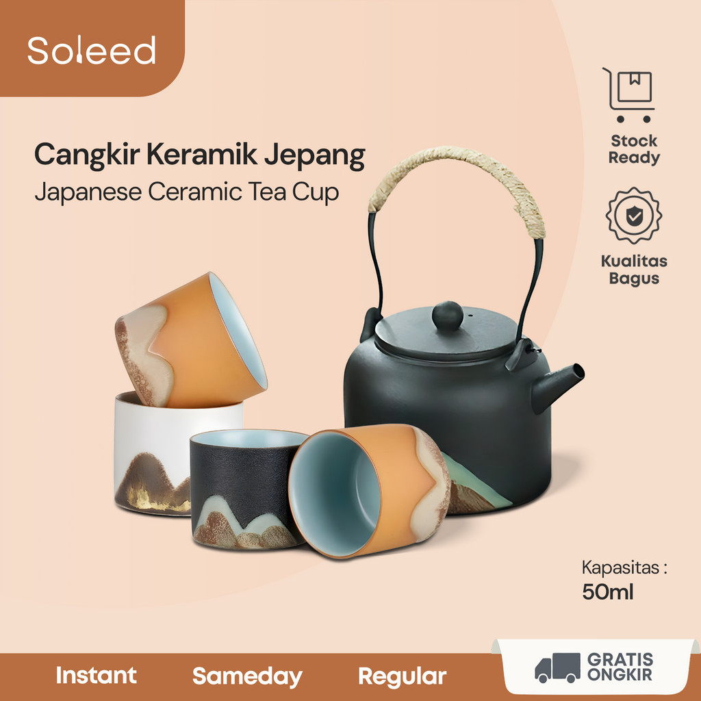 Jual Gelas Cangkir Teh Kopi Keramik Tea Cup Shot Glass 50mL H066
