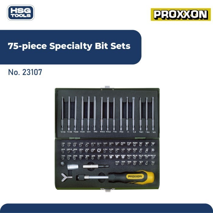 Jual PROXXON 23107 OBENG SET 75PIECE SUPER SAFETY AND SPECIALTY BIT SET. Shopee Indonesia