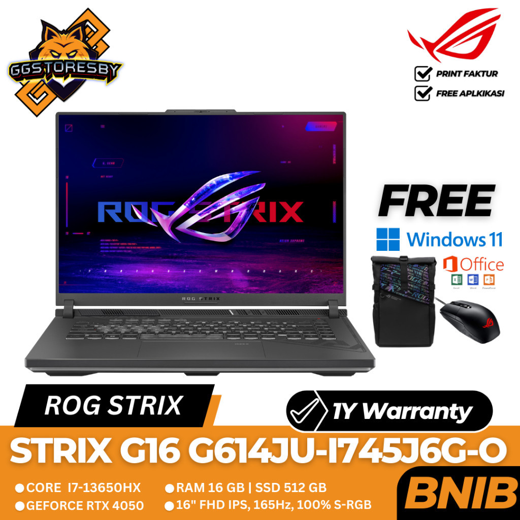 Jual Laptop Asus Rog Strix G16 G614ju I745j6g O I7 13650hx 16512 Rtx4050 Shopee Indonesia 8137