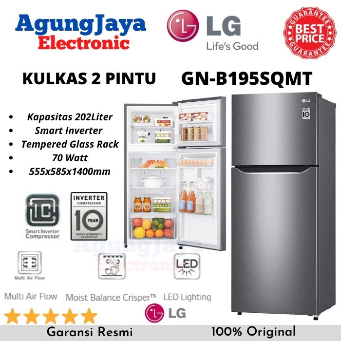 Jual PROMO AWAL BULAN KULKAS LG GN-B202SQIB INVERTER LEMARI ES 2 PINTU ...