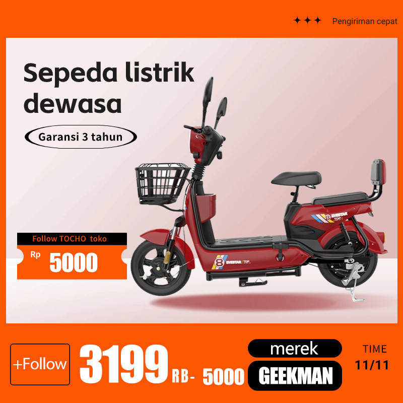 Jual Geekman Sepeda Listrik Dewasa Sepeda Motor Listrik 48v 12ah Sepeda