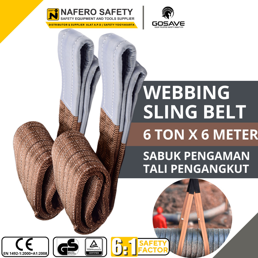 Jual WEBBING SLING POLYESTER TALI PENGANGKAT PENARIK PENGIKAT 6TON X 6M ...