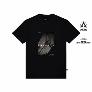 Aerostreet T Shirt Agility HItam Kaos T-Shirt Tshirt AACAA