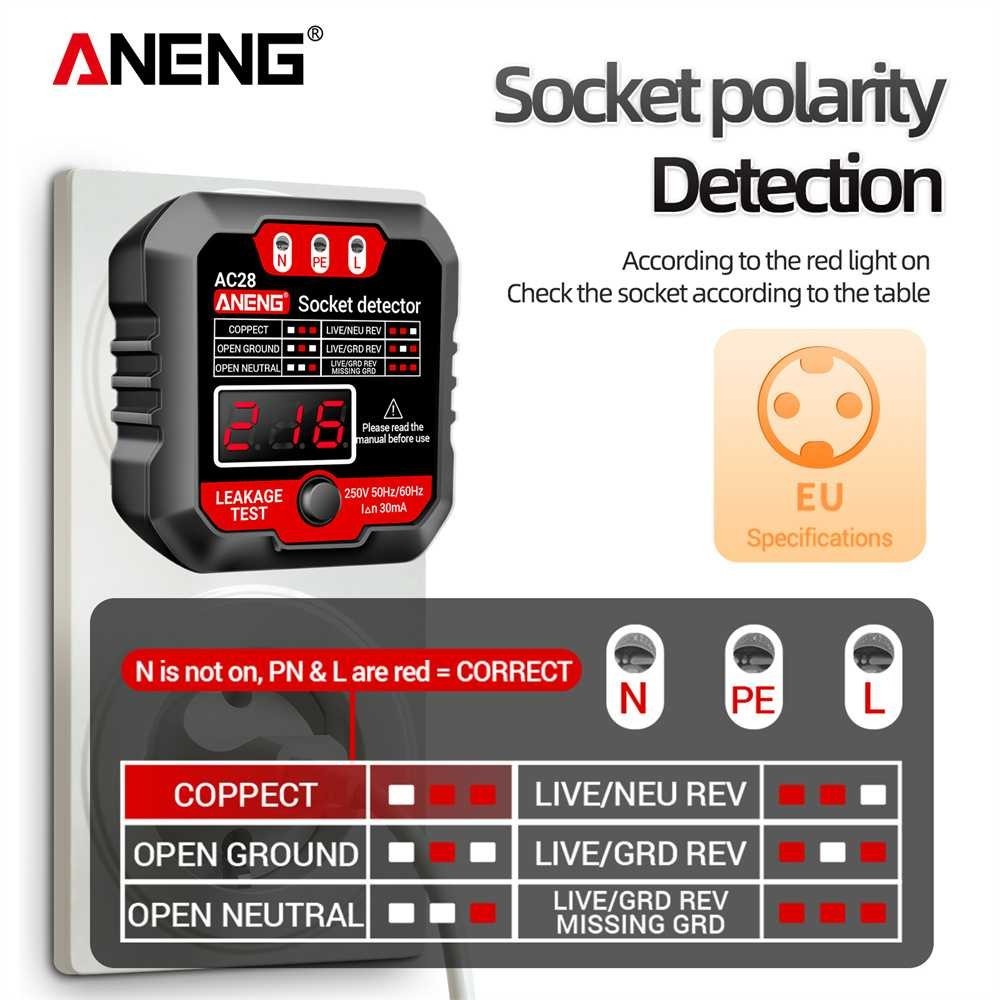 Jual Smart Socket Tester Detector Digital Display EU Plug - AC28 ...