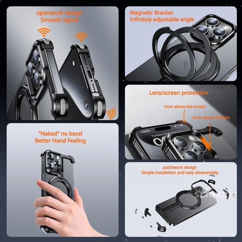 Jual Oatsbasf Bezel-less Aluminum Alloy Magnetic Phone Case for IPhone ...
