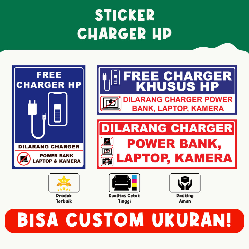 Jual Sticker Charger HP – Petunjuk Penggunaan, Vinyl Premium, Tahan ...