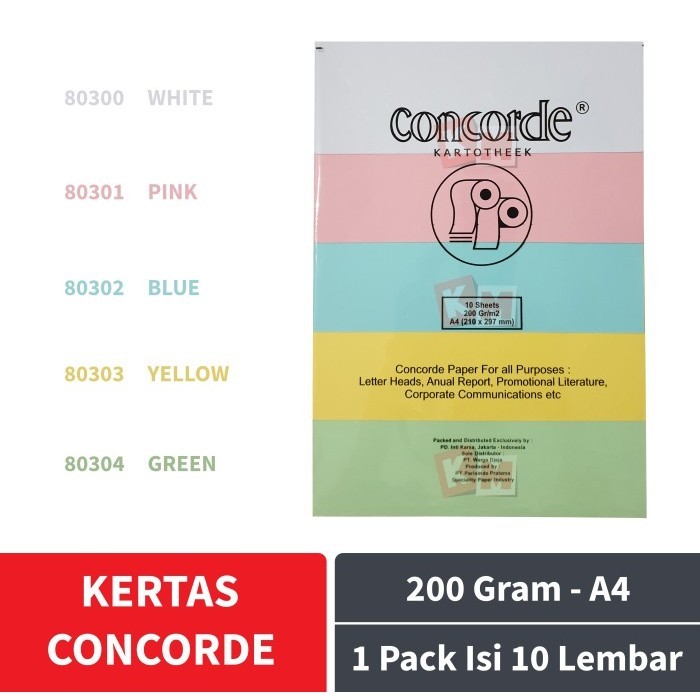 Jual Kertas Concorde Cover Kartotheek A4 200 Gr M2 Gram Isi 10 Lembar